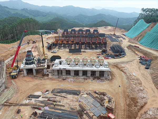 A production line capable of producing 2,500 tons of crushed stone per hour